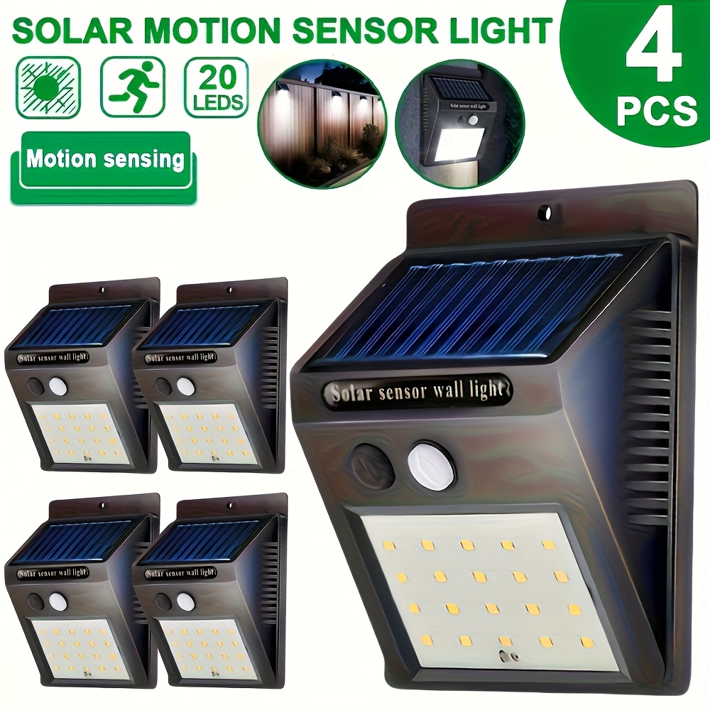 4 pack led solar exterior wall lights solar motion sensor wall lamps ideal for outdoor lighting gardens patios decks yards and   outdoor lighting motion sensor auto on outdoor solar lights