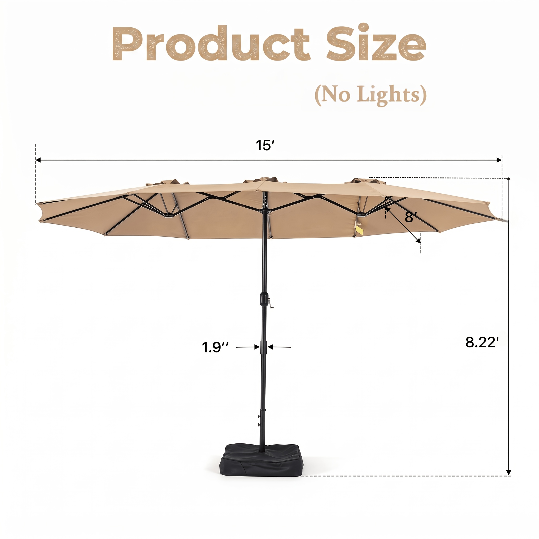 TEMU Nordivale 15X8 FT Grande Tente d'Extérieur Ombragée avec 48 LED - Double Tente Extra Large avec 12 Baleines & Base Ponderée & , Panneau Solaire