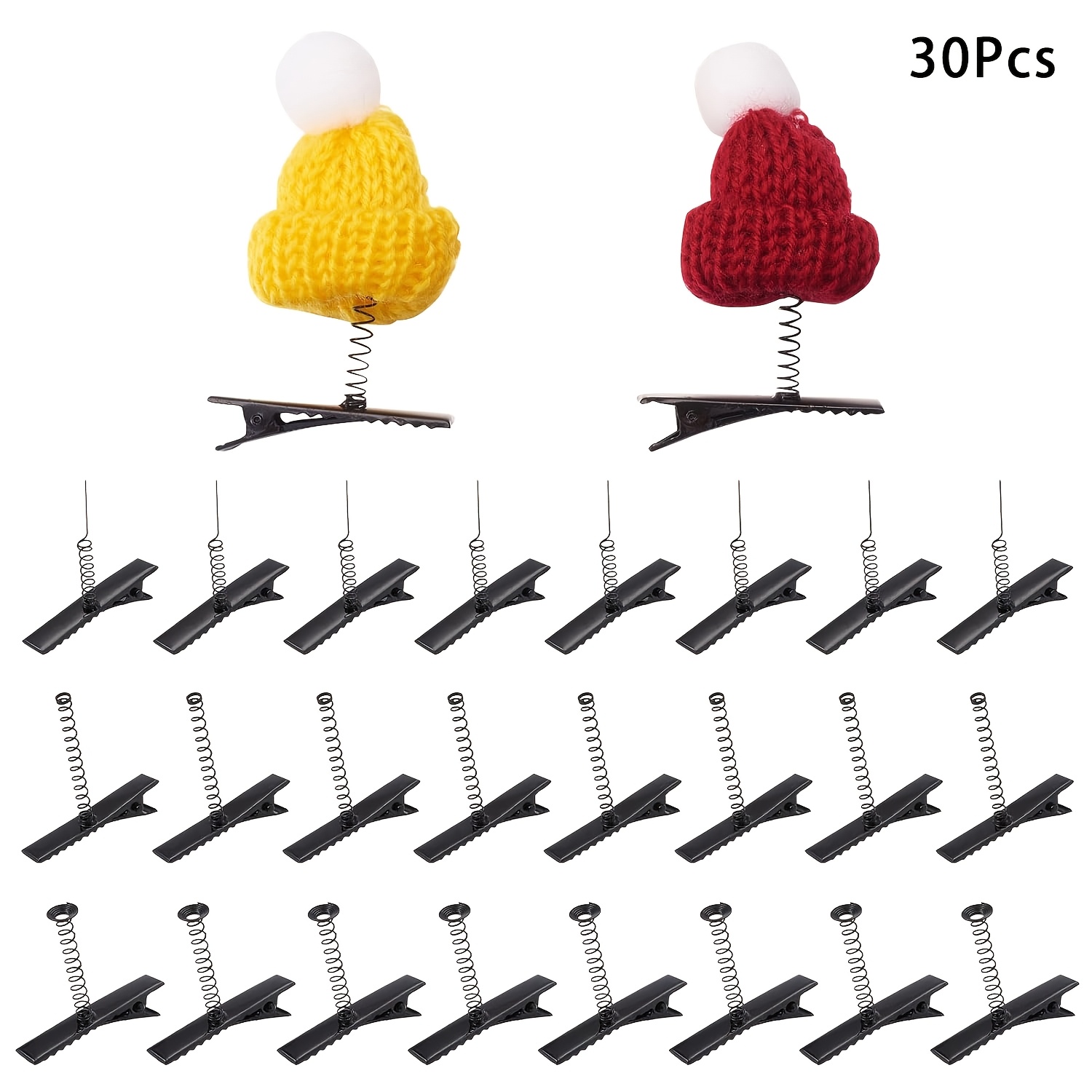TEMU 30pcs Iron Alligator Hair Clips In 3 Different Styles, Featuring Springs, In Black Color, With 10pcs Per Style - Hairpin Jewelry And Other