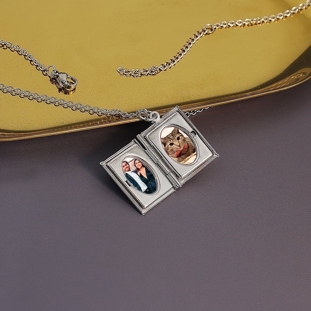 Personalized Double Photo Rectangle Necklace