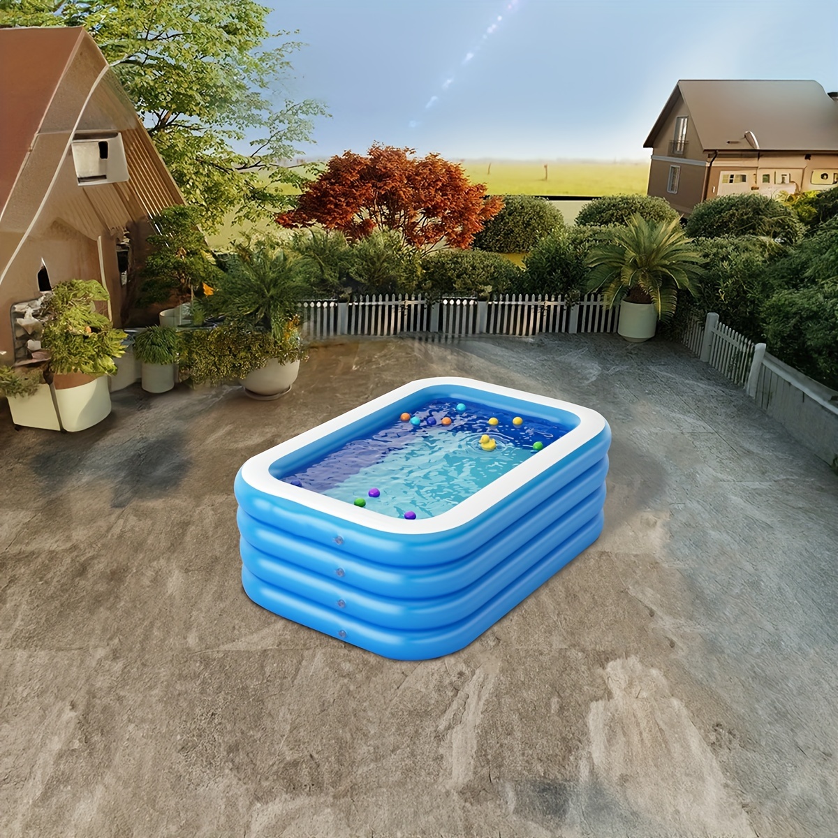 

1 paquet, piscine gonflable à usage familial, avec une hauteur de 4 couches et des dimensions de 71*49*26 pouces, pliable, épaissie pour les fournitures de natation de jardin de cour extérieure