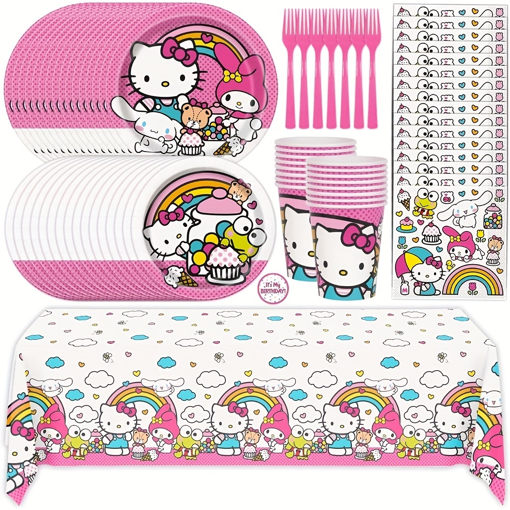

Sanrio Hello Kitty Birthday Decorations And Party Supplies | Hello Kitty Plates, Cups, Napkins, Tablecloths, Forks, Stickers | Serves 16 Guests [authorized]