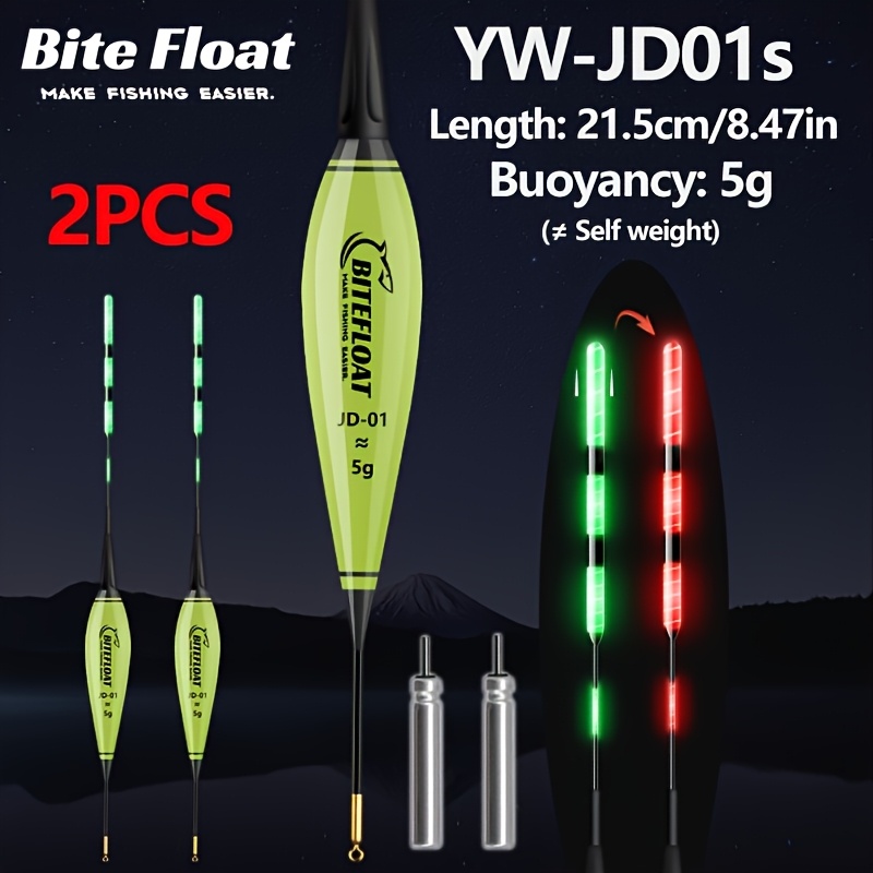 TEMU 2-pack Night Fishing -the-dark Float Bite Alert Color-changing 5g-20g High Carp Fishing Kit With Cr425 Battery