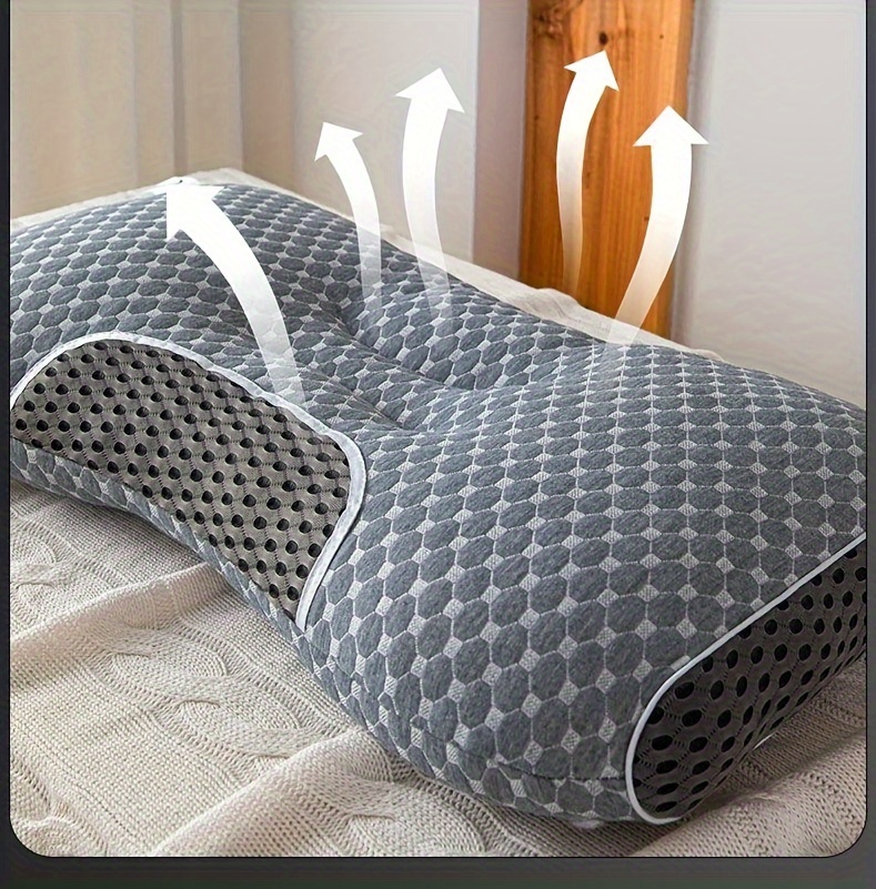 1pc knitted thin pillow with cervical neck protection sleep massage pillow core moisture absorbing breathable household bedding pillow suitable for living room bedroom home decoration details 5