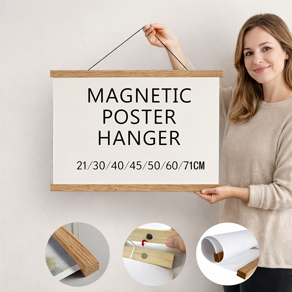 [Easels]1pc Magnetic Poster Hanger Frame Easels Canvas Painting Frames Wooden Magnet Print Posters Scroll Hanger Hangers Hanging Kit for Walls Map Canvas Artwork 12X16 16X24 30X40 40X60 40X50Cm