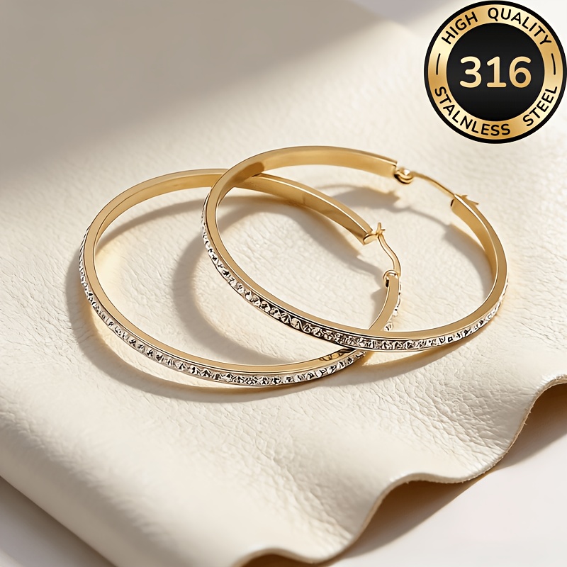 Women's 18K Golden Plated Hypoallergenic Round Earrings