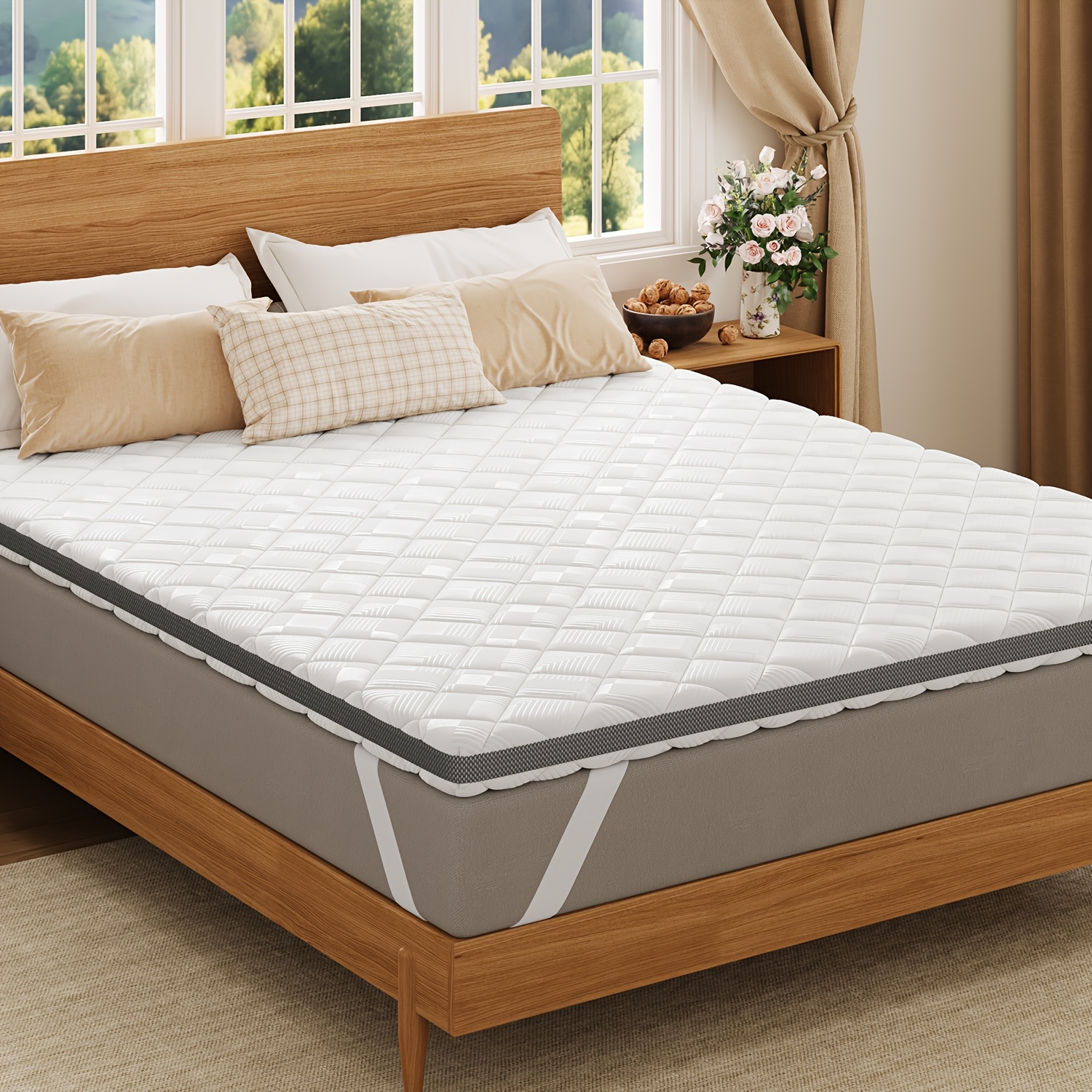 E-shop BedStory Gel-Topper H3/H4 H5/H6 aus 7,5 cm hohem Kaltschaumkern, atmungsaktiver 3D-Mesh-Bezug, bequeme Matratzenauflage für Boxspringbetten
