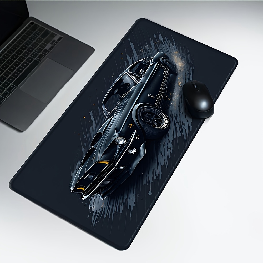 Large Muscle Car Gaming Mouse Pad with Non-Slip Rubber Base, Extended Desk Mat for Keyboard and Mouse, Vibrant Black & Orange Artwork, Perfect Gift for Car Enthusiasts, Gaming Desk Accessory, Gaming Desk Mat | Vibrant Desk Mat | Nonslip Rubber Mat, Mouse Pads for Desk