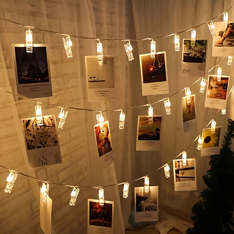 40 Photo Clip String Lights (20 Leds + 20 Photo Clips) Indoor Decorative Lights, Suitable For Parties, Bedrooms, Dormitory Wall Decoration And Wedding Arrangements, Anniversaries, Festivals