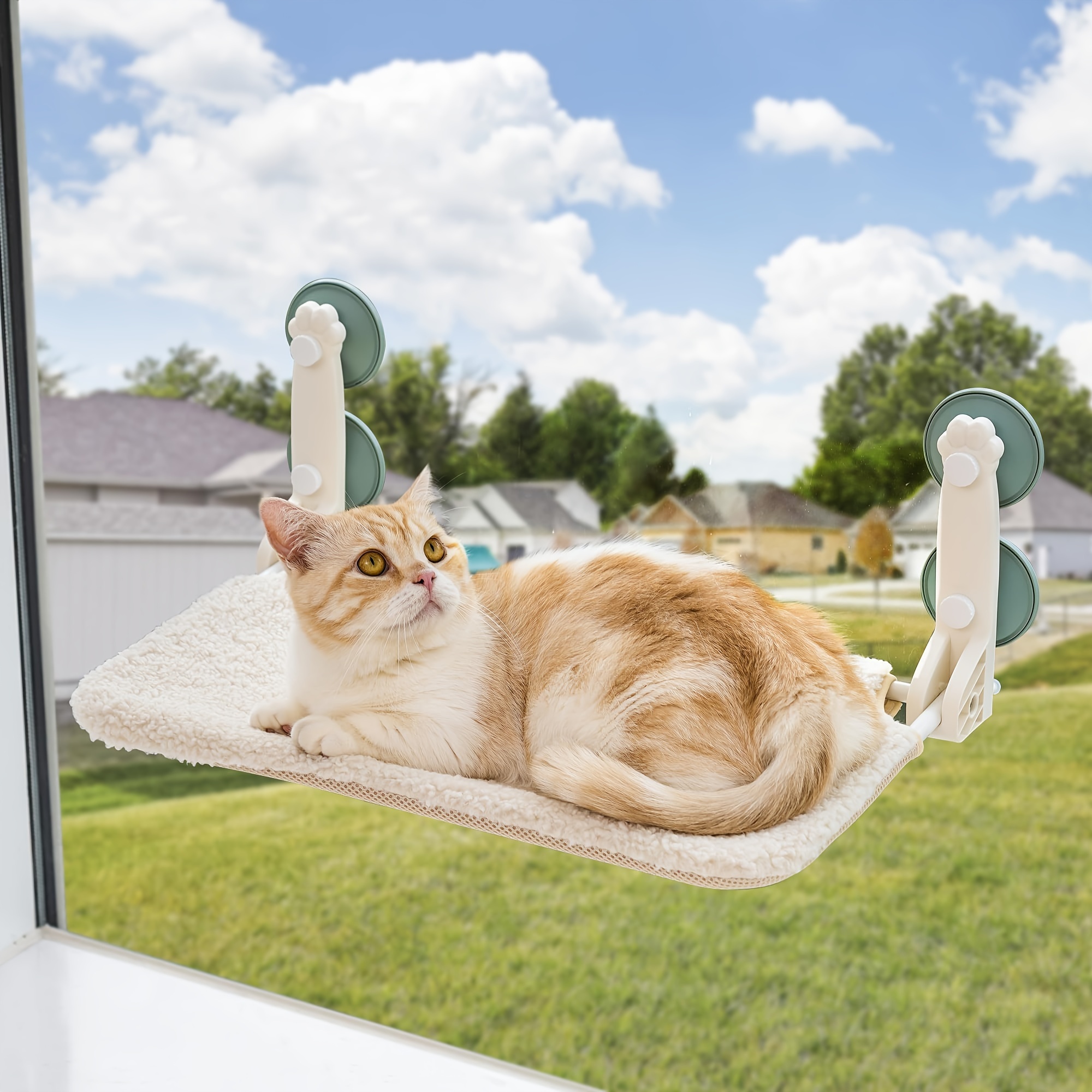 

Cat Window Perch Hammock For Indoor Cats Reversible Mat Use Year-around Foldable Cat Bed Providing Saving Space Washable To 40 Lbs (s-"x 12"x 9"-)