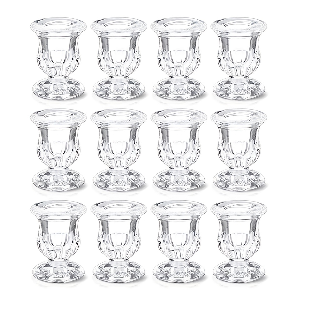 E-shop Glas-Kerzenhalter für Kerzenständer, 6/12 Stk. Kristall-Taper-Kerzenständer Halter Set für Hochzeitsfeier Weihnachten Wohnzimmer Esszimmer