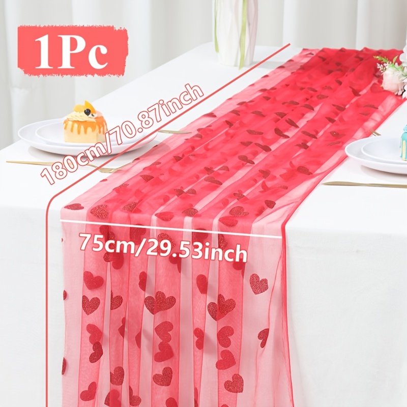 1pc, Mesh Table Runner, 180*75cm, Table Flag, Wedding Bride Party Decor, Happy Birthday Party Decorations, Merry Christmas Supplies, Baby Shower Party Dining Table Decor, Event Party Table Flag