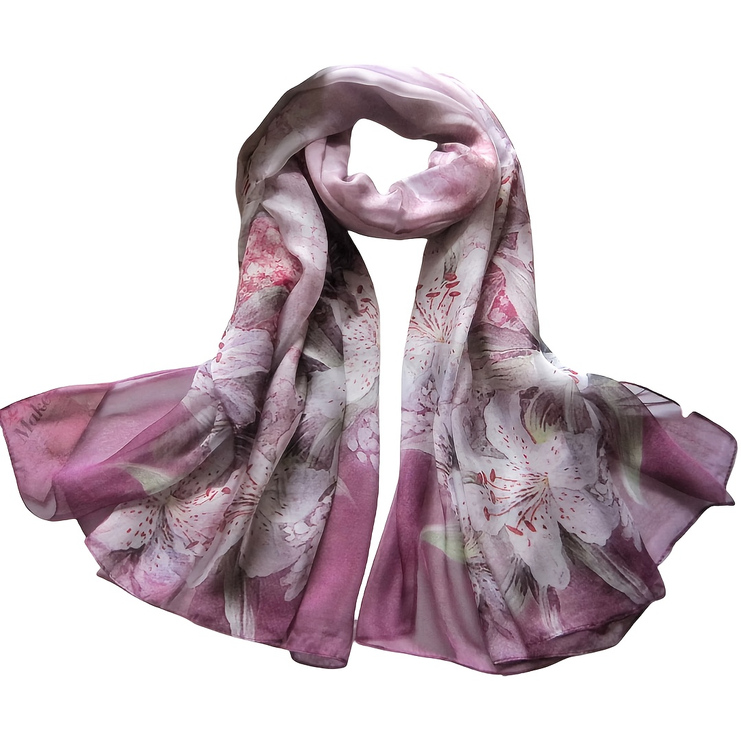elegant flower luxury scarf silk Temu Ireland - Main Image
