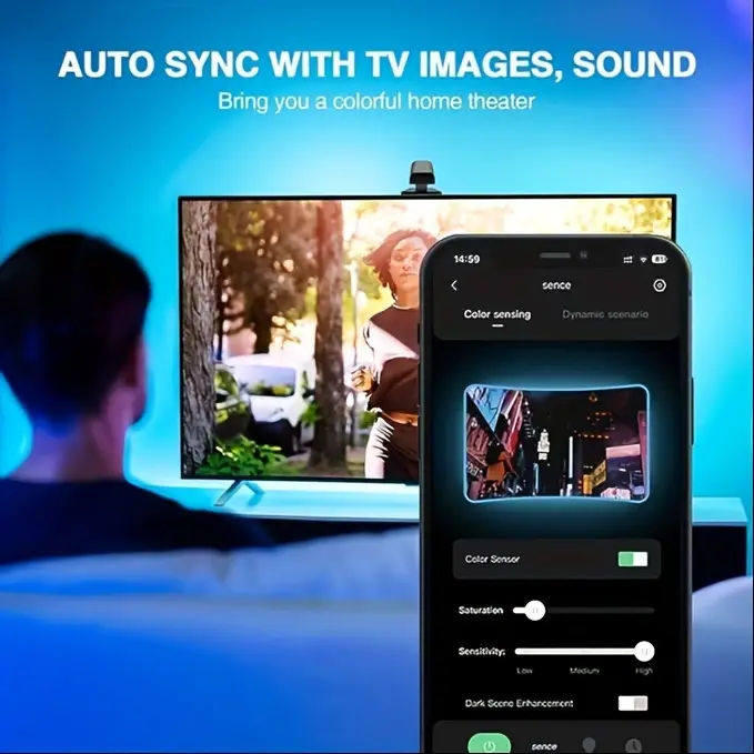 ar sensing tv led for 55 75 tv 12 5ft for 55 60 16 4ft for 65 75 tv app rhythm rgb strip tv details 0