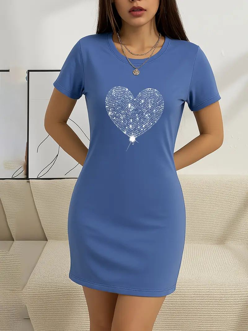 blue sparkly t shirt dress Simply Be Blue Sequin T-shirt Dress