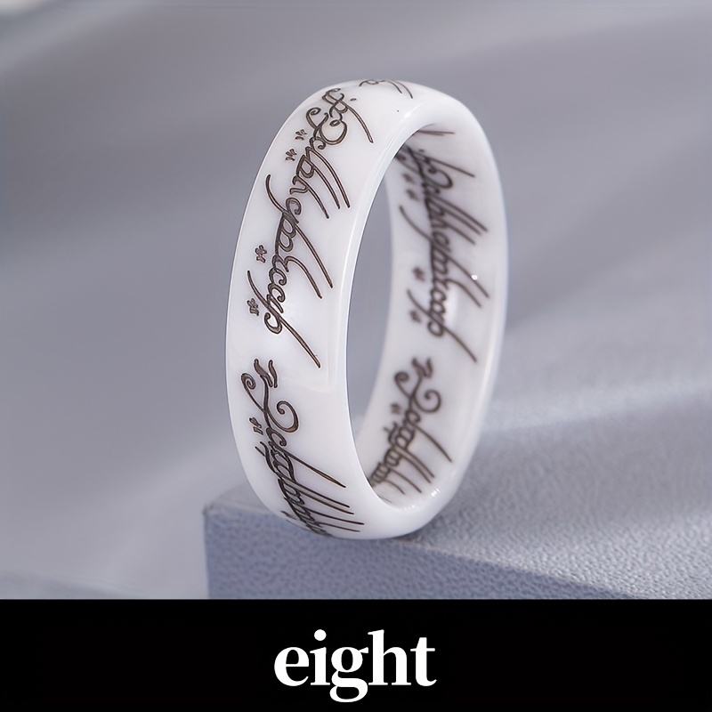 Runic Script Gothic Ceramic Men's Ring for Casual Attire