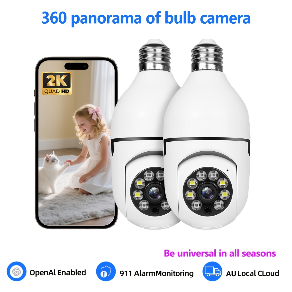 set of 2 spherical security cameras featuring motion detection   notifications wireless wifi   for smart home surveillance color   two way audio   with 2 4 5ghz   designed for indoor use