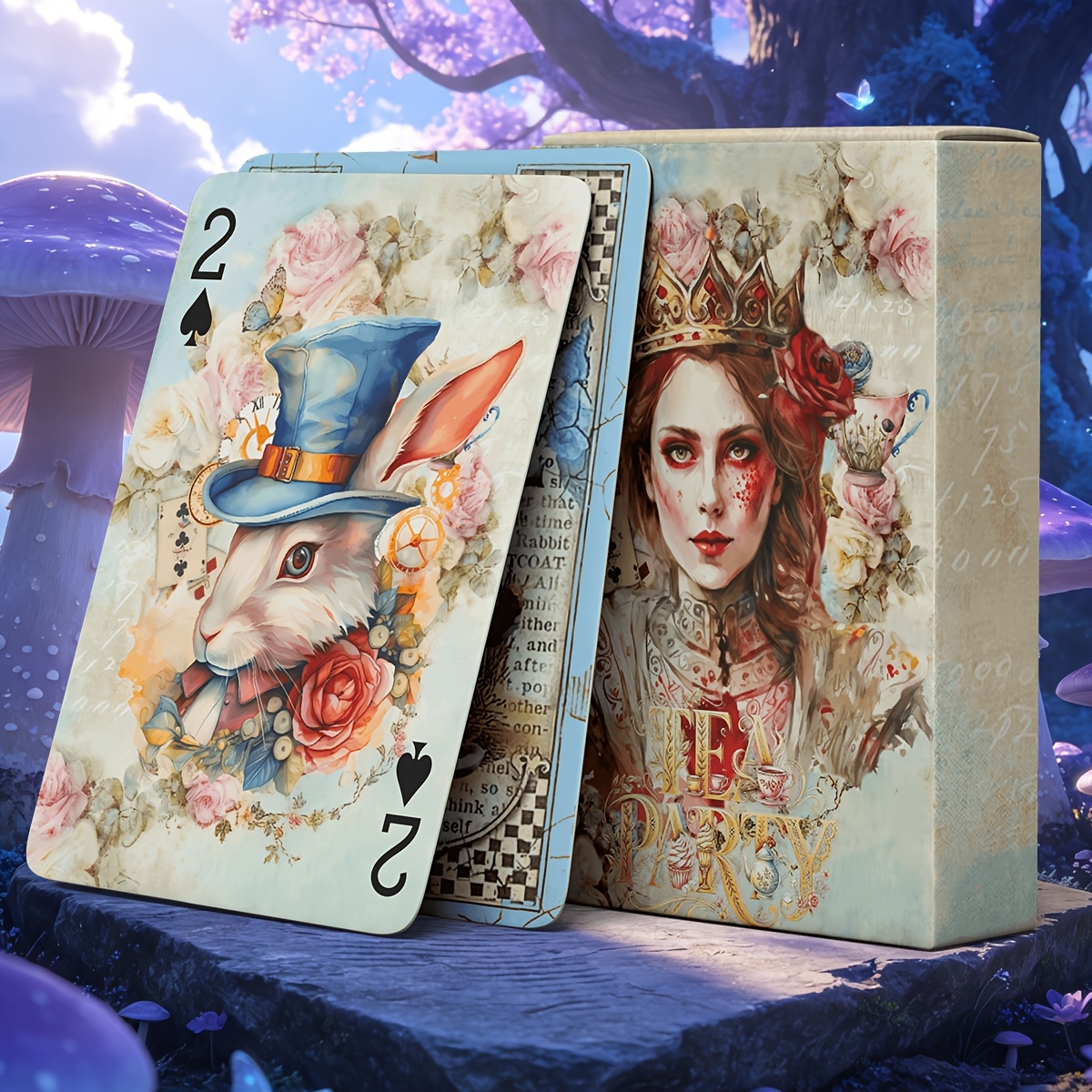 TEMU Vintage-style Playing Cards, Tea Party Themed Playing Cards, Featuring 54 Unique Illustrations, 4-color Ultra-high-definition Printing, With A