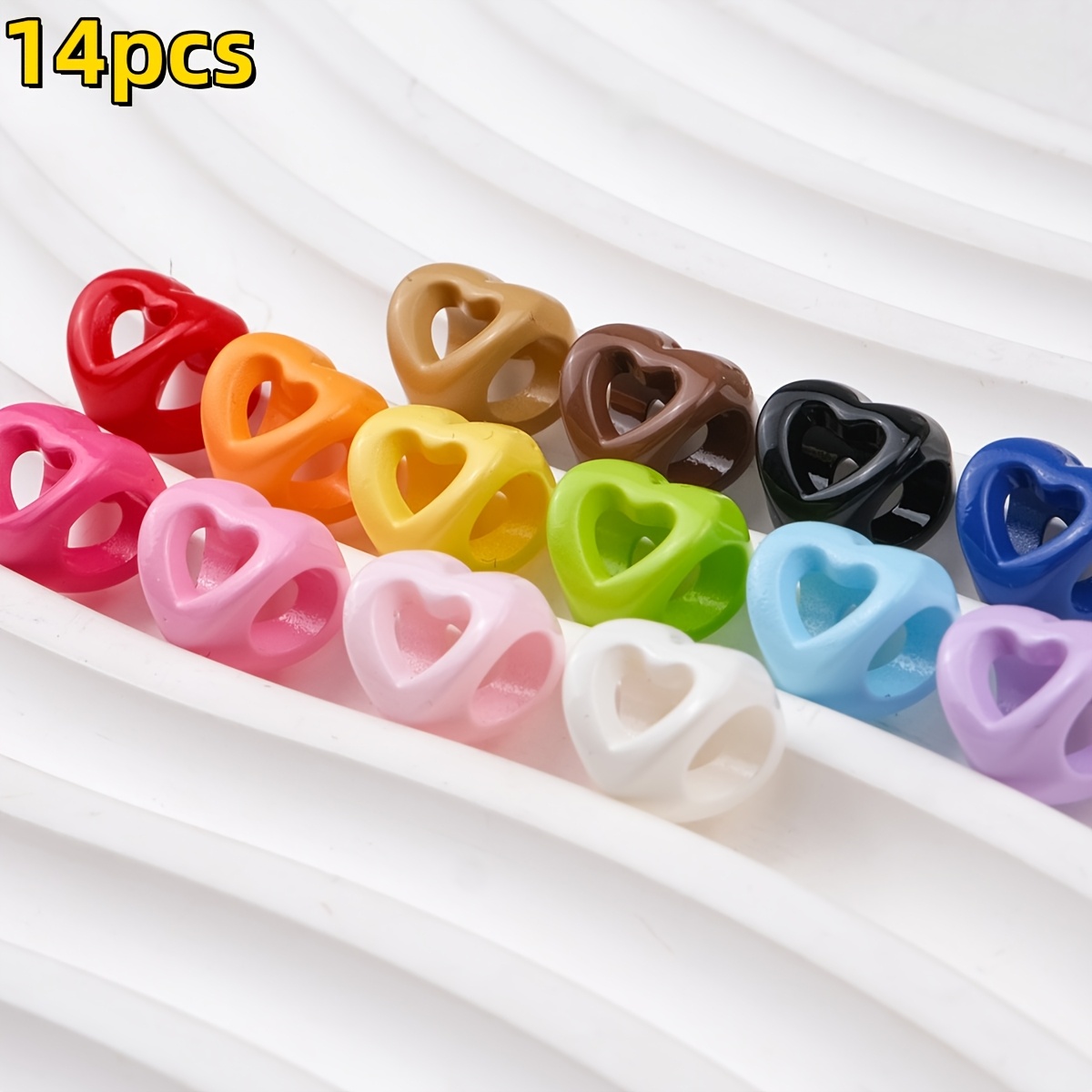 E-shop 14 Stk. großlochige Hohlperlen mit bemalter Perforation, geeignet für DIY-Schmuckherstellung, Armbänder, Schnürsenkel, Taschenanhänger &