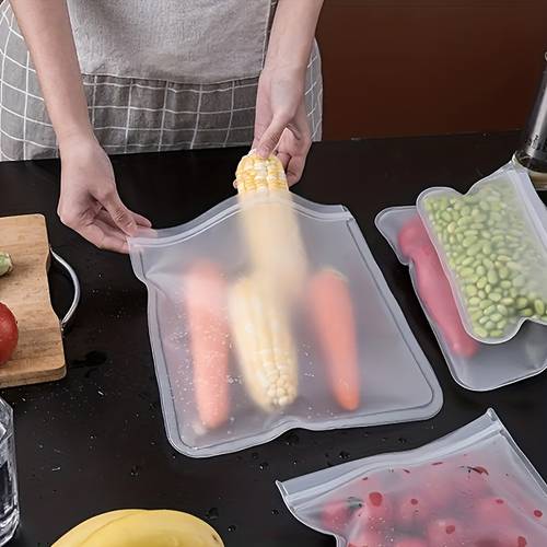 8pcs reusable silicone food storage bags self sealing ideal for fruits vegetables sandwiches and meats fridge and kitchen organization kitchen storage silicone bags durable silicone material