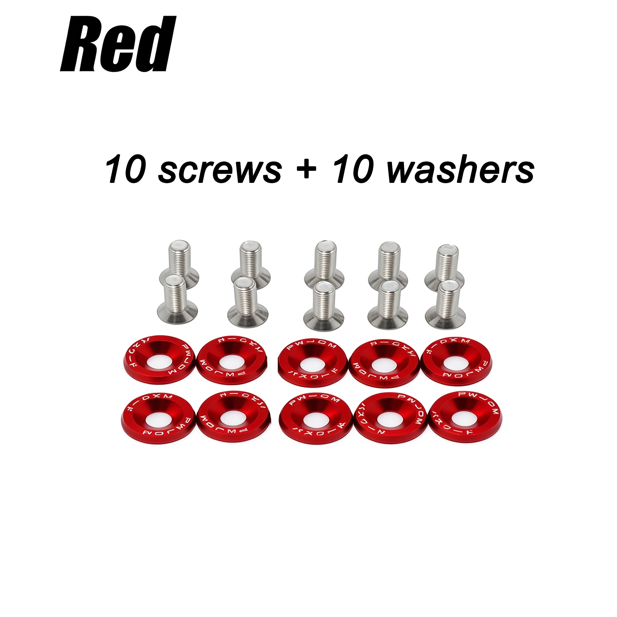 TEMU 20 pz Rondelle Modificate Stile Auto/20 Rondelle, 20 Viti/Targa, Bulloni Decorativi per Vanetto Motore/Decorazione Auto in Colori, Fissaggi per
