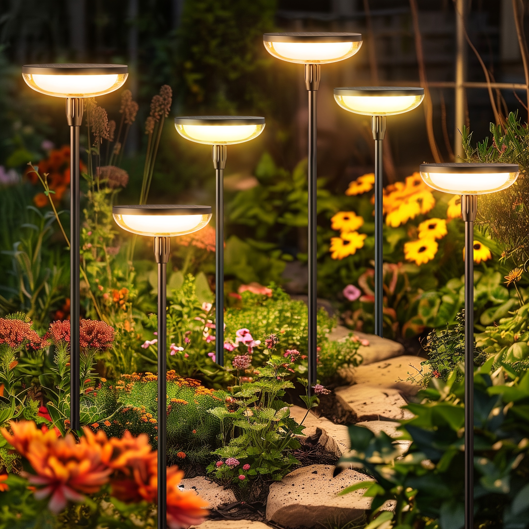 

6 Pack Solar Lights Outdoor Garden, Upgraded 34lm Tall Solar Garden Lights Outdoor, Solar Swaying Lights, Up To 12 Hrs Auto On Off Solar Lights For Outside Yard Patio Pathway Decor