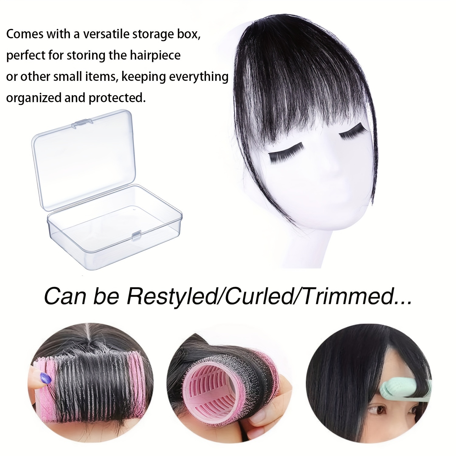 100 real hair clip style bangs with storage box thin bangs clip   bangs sideburns and fine bangs hair extension suitable for womens daily   accessories details 9
