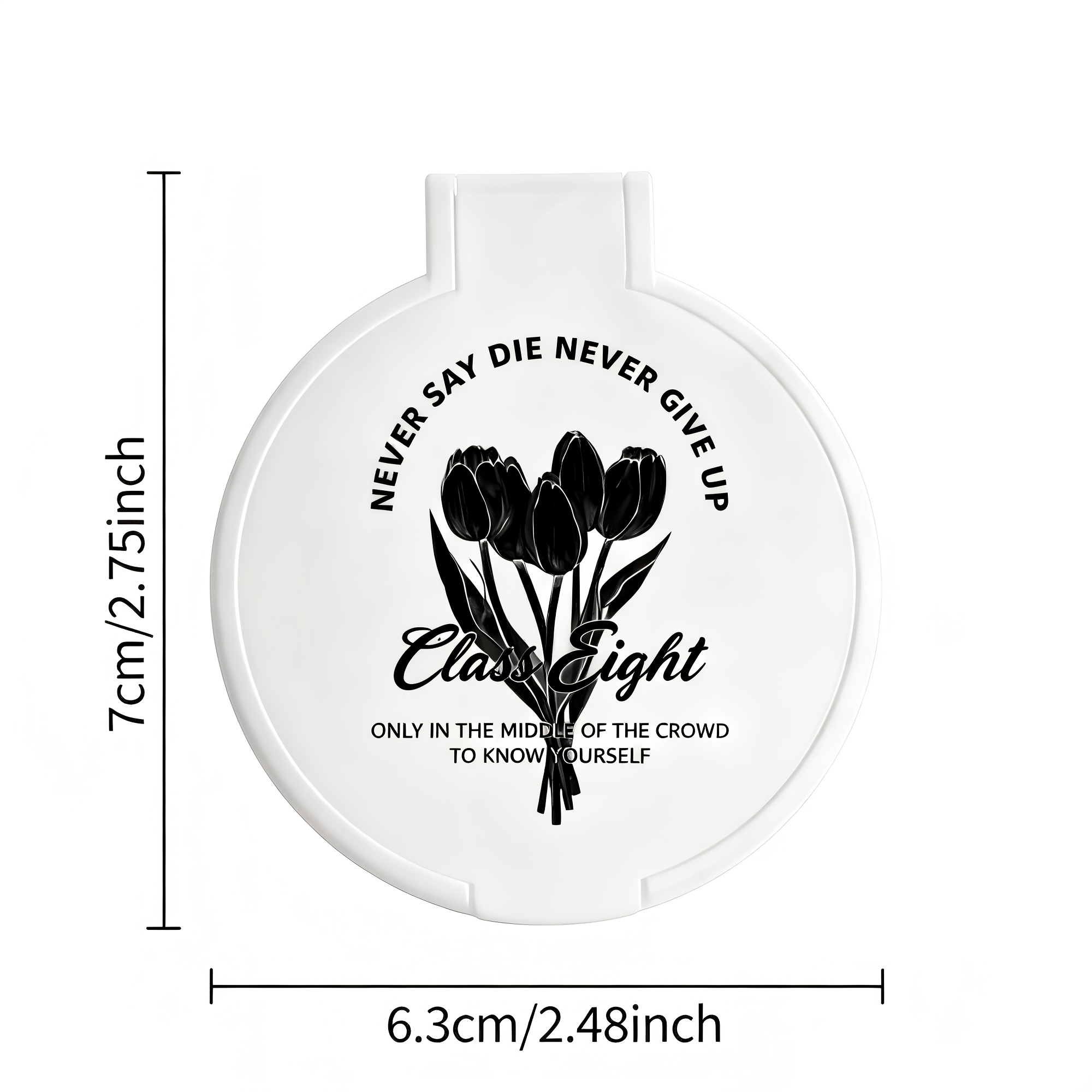 TEMU [customizable With Picture] Portable Foldable Pocket Mirror, Supports Personalized Customization, Customizable Message, Corporate Custom Logo,