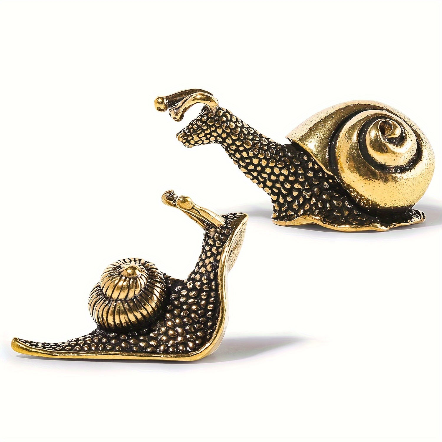 

2 Pcs. Miniature Vintage Bronze Snail Statues - Outdoor Pond Garden Snail Small Statues - House Decor Animal Statues - Gifts For Home Decor