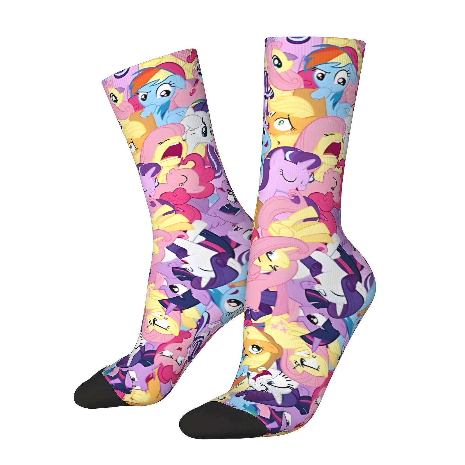 

Cute Cartoon Pattern 3d Digital Print 1 Pair Men's Novelty Mid-calf Crew Socks, Breathable Comfy Casual Socks Sweat-absorbing Fashion Sports Socks As Holiday Gifts