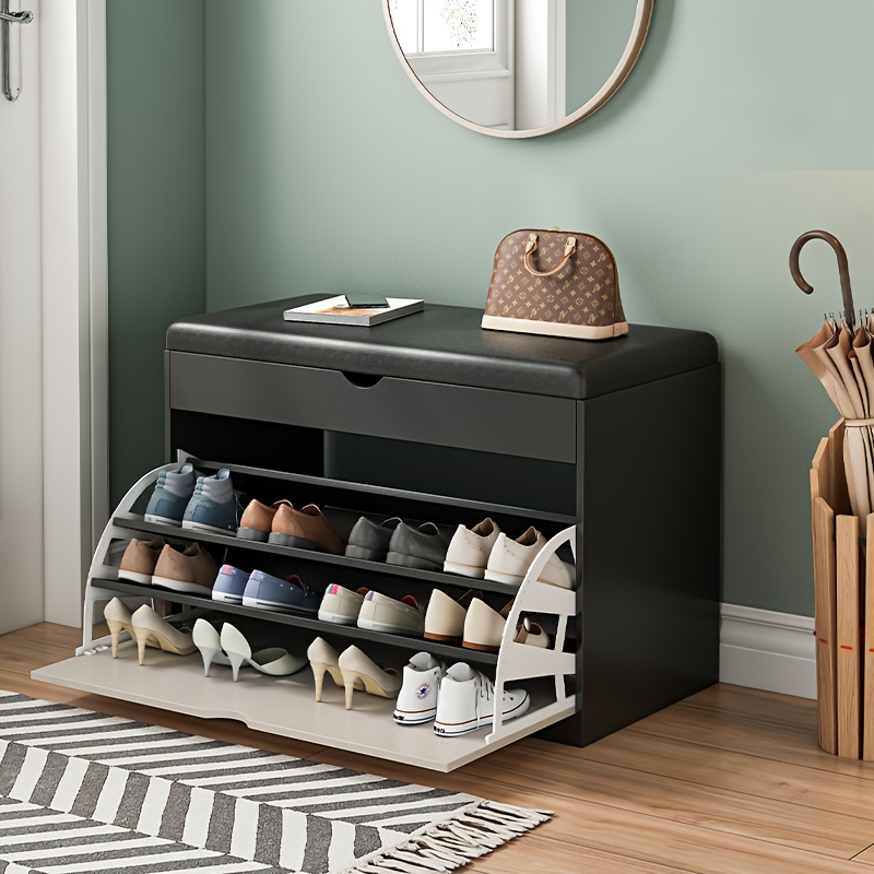 TEMU Entry-level Shoe Cabinet, 3-drawer Shoe Cabinet, Wooden Entry-level Shoe Cabinet, Three-color Shoe Rack, Suitable For Corridors, Apartments, Retail Displays