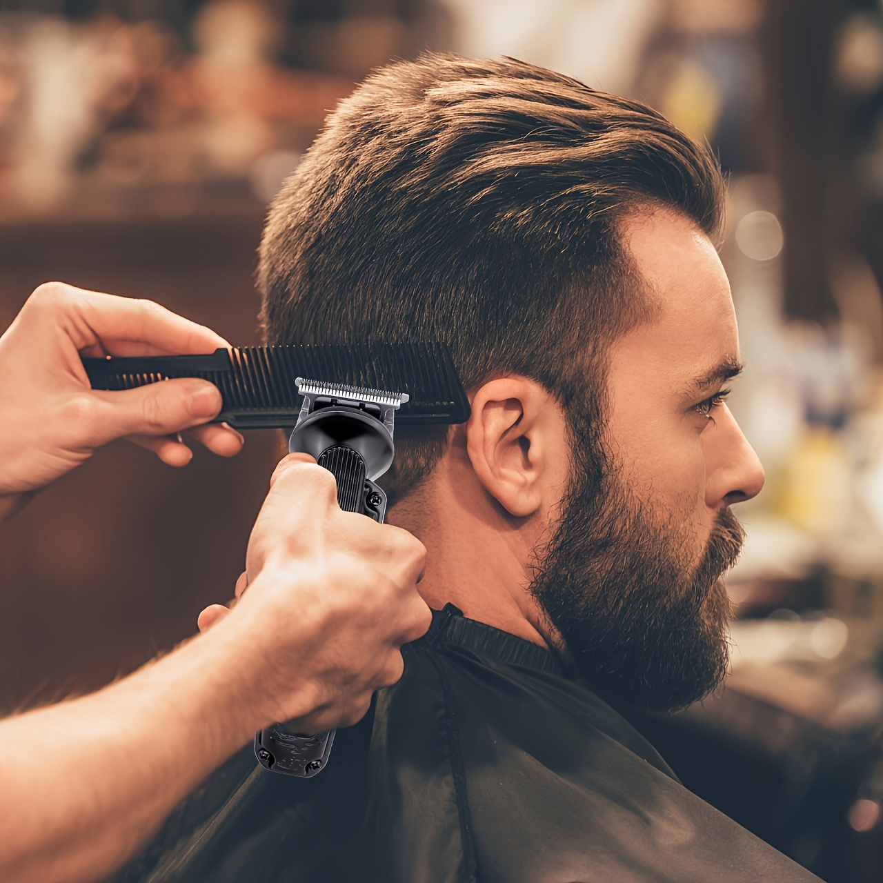 Hatteker Baard- en Snortrimmer voor Mannen, een 8-in-1 Tondeuse met T-Blad, Elektrisch Scheerapparaat, Draadloze Scheerapparaat, Heren Verzorgingsset Inclusief Gezicht, Neus- en Lichaamstrimmer (Zwart)