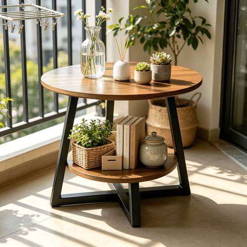 item picture multi purpose 2 tier round coffee table with heavy duty construction and smooth marble effect top stylish storage end table for living room bedroom dorm and home office