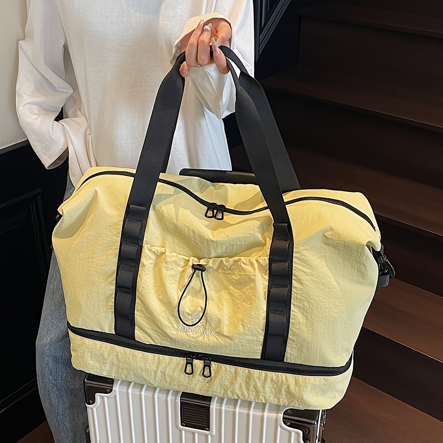 Moqueta de Gran Capacidad - Maleta de Tela Oxford Resistente con Cierre Doble Cremallera, Compartimentos Espaciosos y Asas Laterales - Convertible en Mochila o Equipaje de Mano para Negocios, Vacaciones, Escuela - Bolso Unisex Beige, , Amarillo, Marrón, Rosa - Ideal para Parejas y Viajeros Frecuentes, Versátil como Equipaje de Cabina, Bolsa Moderna de Ocio, Compartimentos Estructurados
