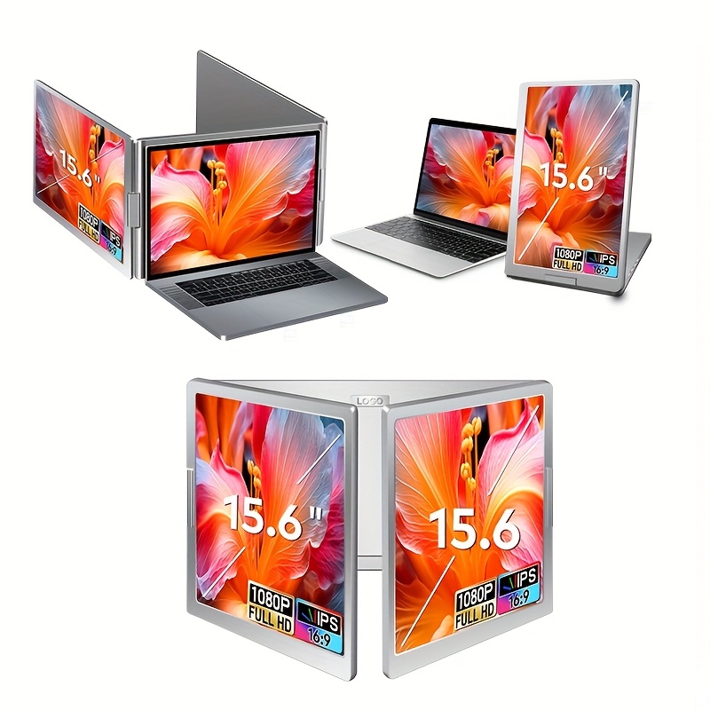 portable 15 6 inch dual screen monitor compatible with win   systems for extending external displays for 15 18 5 inch laptops full hd ips 1920 1080 panel type c interface details 0