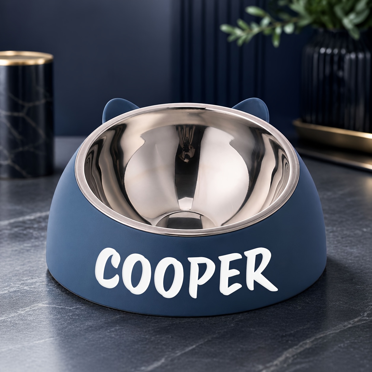 Personalized Cute Cat And Dog Bowl, Custom High Quality Stainless Steel Pet Bowl, Tilt Pet Bowl For Neck Protection, Nice Gift For Pets