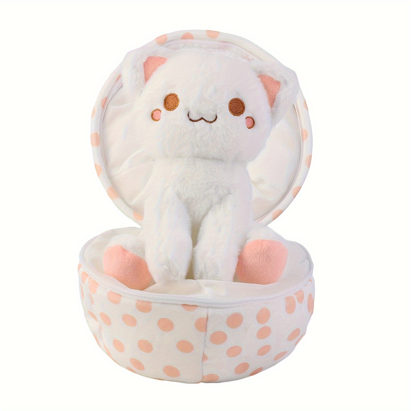 

2 In 1 Kawaii Cat Plush Toys Cat Egg Plush Easter Plush Hugging Sleeping Doll Ultra-soft Lovable Companion Animal-themed Rooms Basket For Cuddling And Playing Valentine's Day Home Decor Party Gift