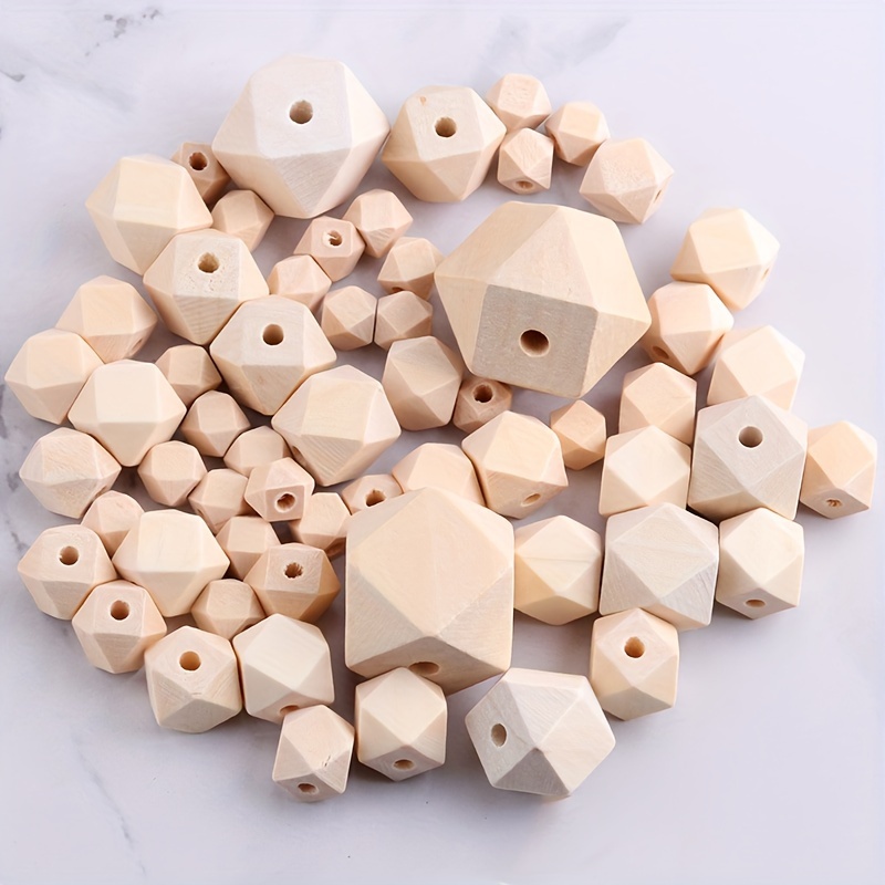 

30/20pcs Geometric Wooden Loose Beads For Diy Bracelet Necklace Jewelry Making