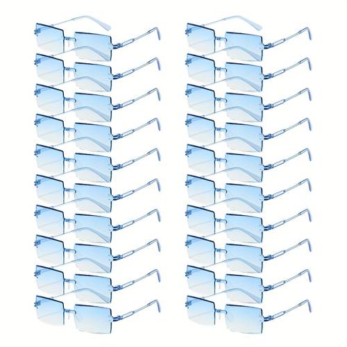 20 pairs of new fashionable frameless square glasses with multi color lenses and for men and women decorative glasses