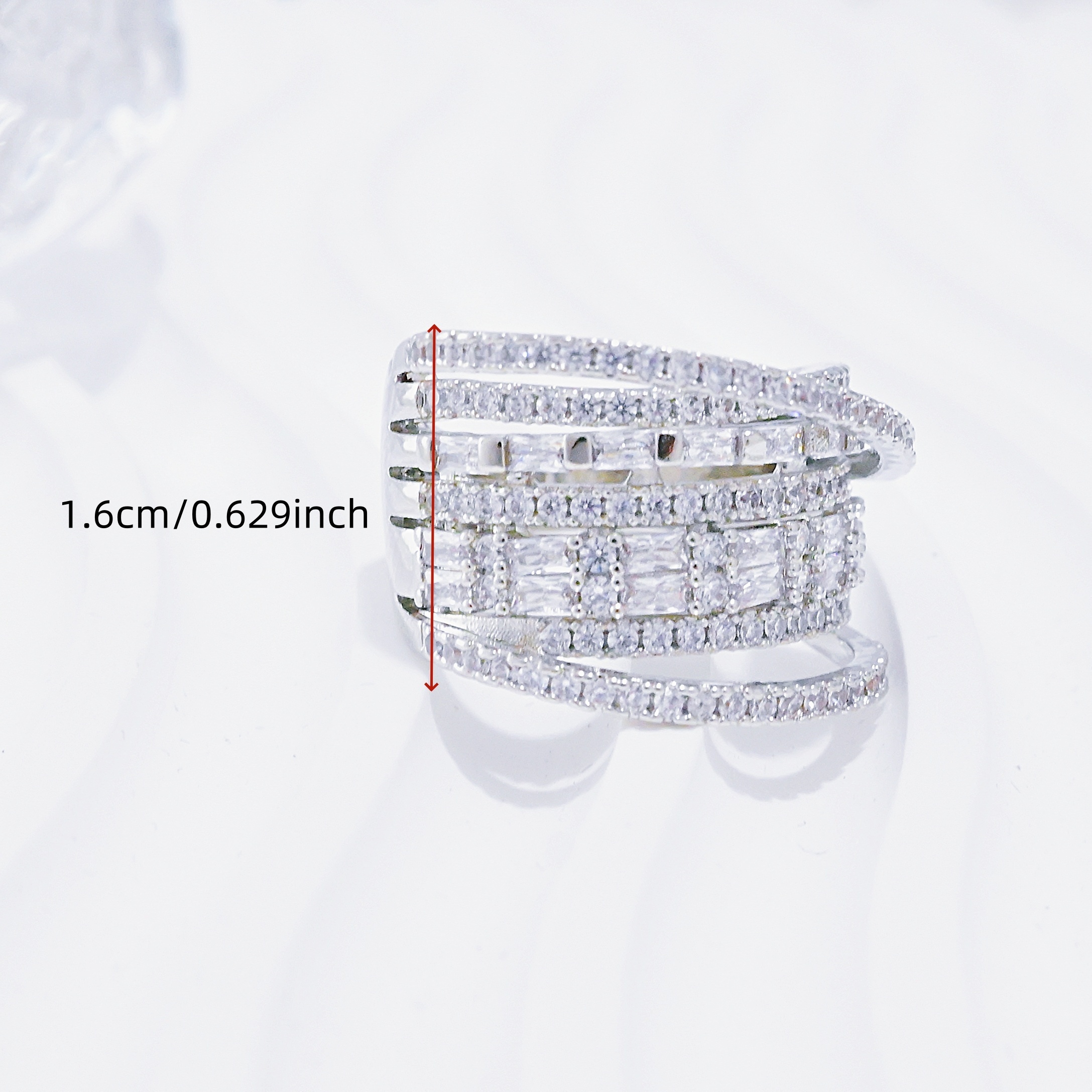 Unisex Silver Plated Copper Ring with Cubic Zirconia, Stylish Gift