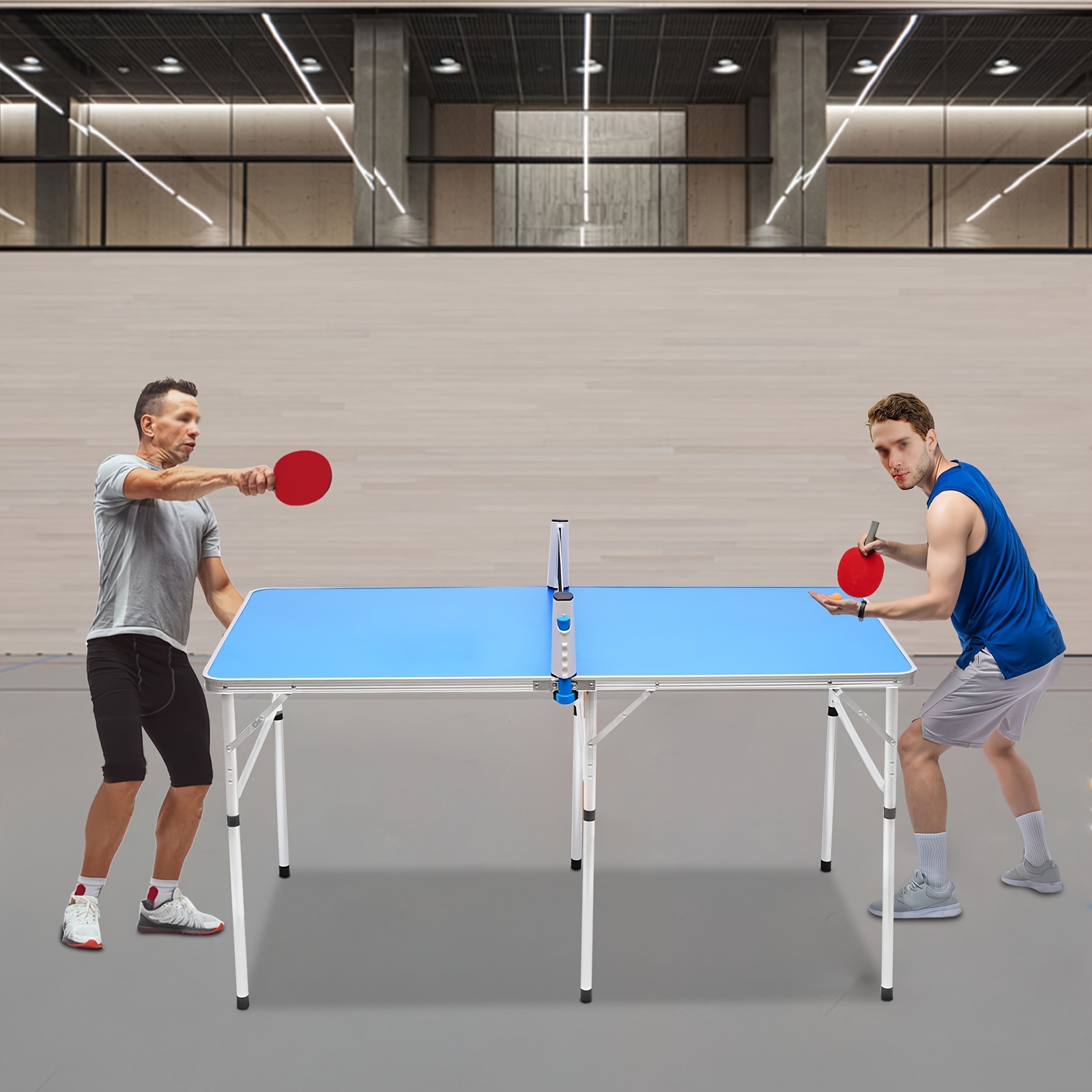 Image of 76*76*6.5cm Table Tennis Table With Table Tennis Paddles Net Balls Foldable Portable Pong Table Set For Indoor Outdoor Blue