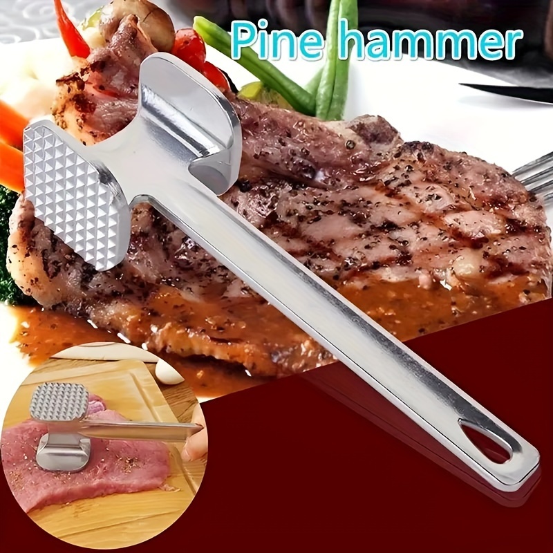 aluminum meat tenderizer hammer 1pc dual sided manual meat mallet for tenderizing flattening pounding steaks kitchen   for food contact details 0