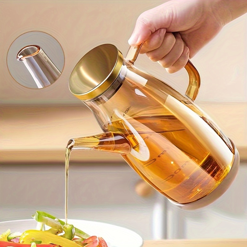 

20oz Amber Glass Olive Oil Dispenser With Steel Lid - Leak-proof, For Easy Pouring - Cooking, Bbqs & Picnics - Bps-free Kitchen Essential