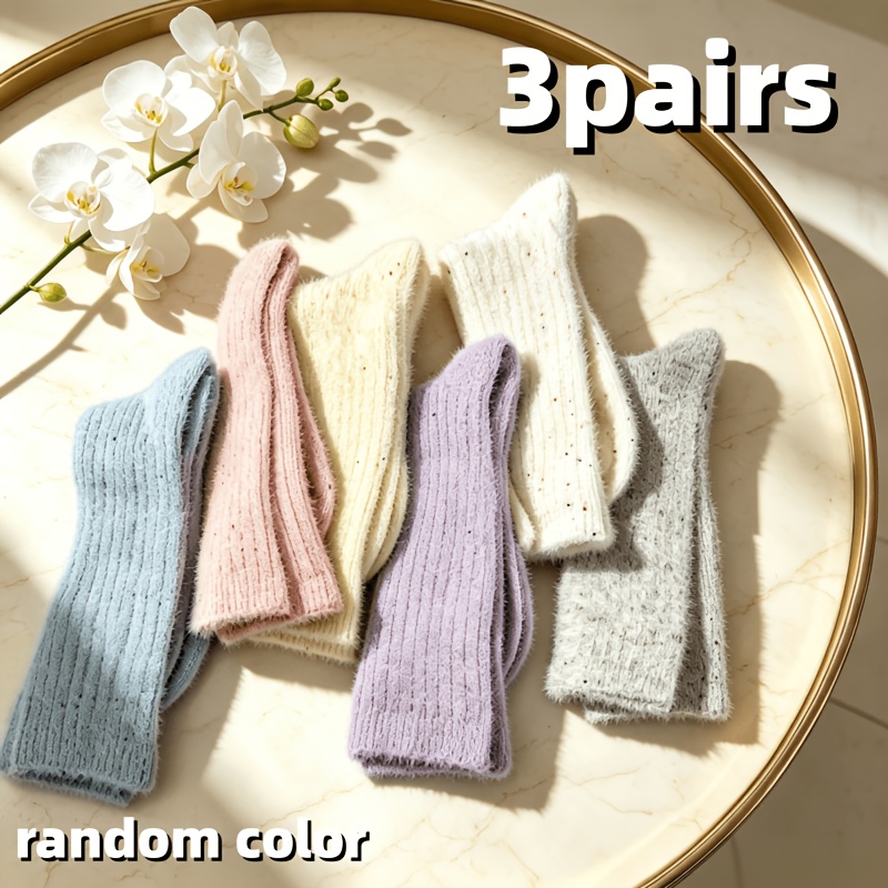 TEMU Lot de 3 paires de chaussettes thermiques doublées en peluche pour femme - Collants d'hiver chauds , mollet, adaptés pour /hiver, lavables à ,