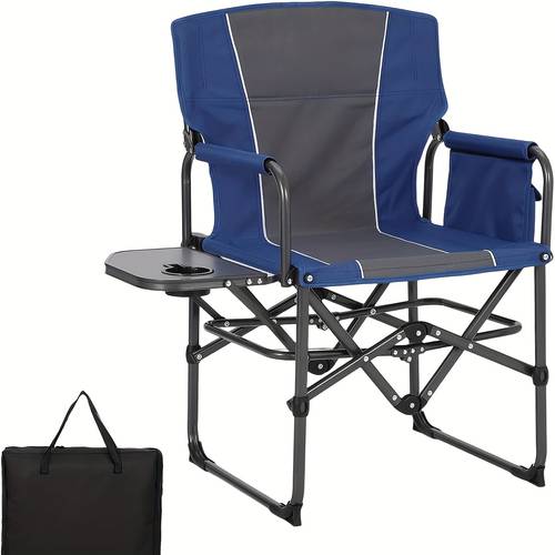 oversized outdoor camping chair adult portable folding leisure chair with side table storage pocket multifunctional lawn beach fishing picnic relax chair