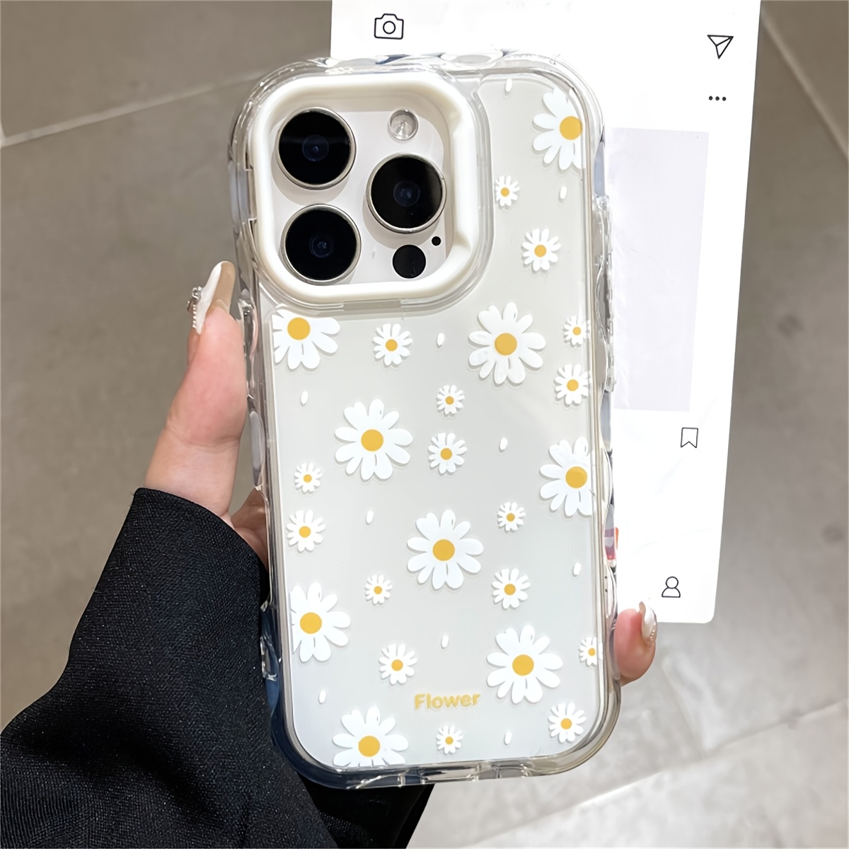 Phone case: * Flower * Wavy Bumper Soft Phone Case for iPhone 16 15 14 13  11 12 Pro * 15 14 Plus Glossy Jelly Gift Girl Protective Shell