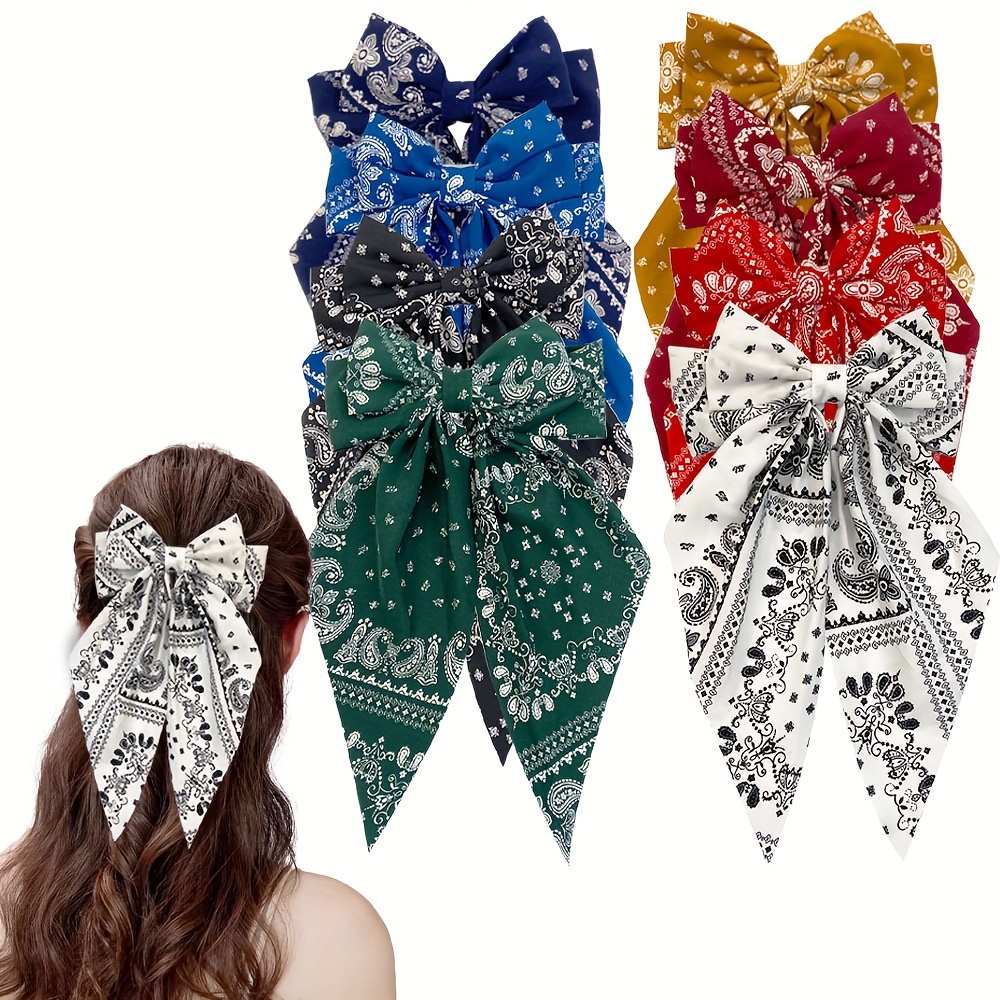 8pcs elegant minimalist bow tie hairpins set printed fabric bow hair accessories for women casual daily wear halloween festival hairpins Product details 5