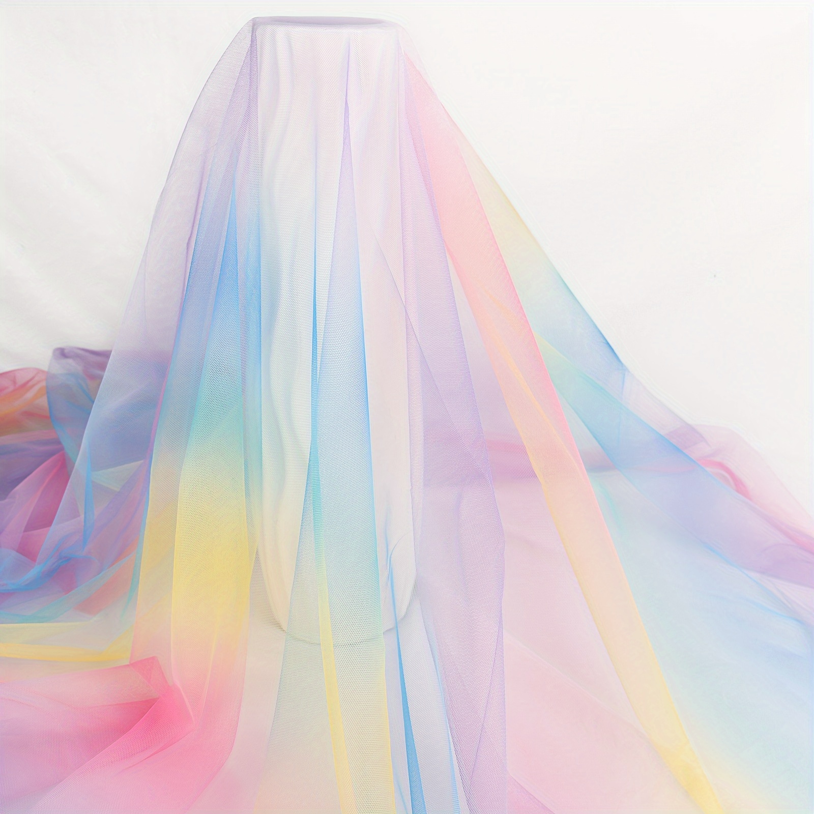 

1pc Rainbow Gradient Tulle Fabric Roll Tulle Ribbon Netting Fabric, Rainbow Tulle Bolt Spool Diy Skirt Wedding Gift Wrap Sewing Craft Bow Bridal Decoration Birthday Party, 1/2/4/8yards