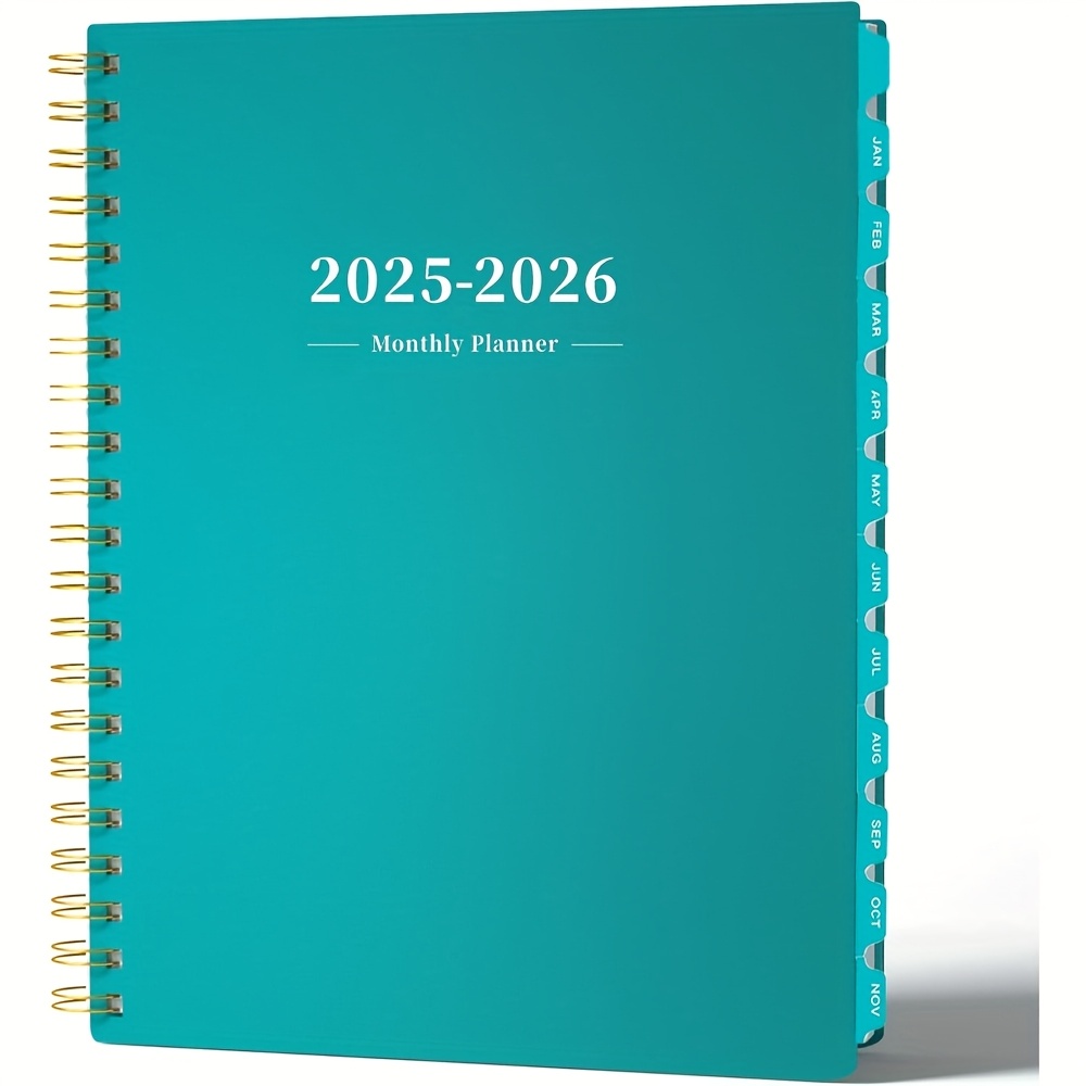 

2025-2026 Monthly Planner, 8.5" X 11", Spiral Bound, Large Organizer For School And Office Schedules, Turquoise