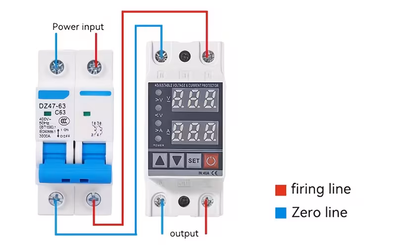 voltage and overcurrent reclosing automatic reclosing adjustable overvoltage under voltage and overcurrent protector for refrigerators air conditioners tvs etc suitable for 220v single phase circuits multiple Product details 0